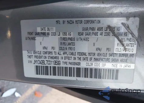 2012 Mazda Mazda5 Sport from USA, damaged, VIN JM1CW2BL7C0119599